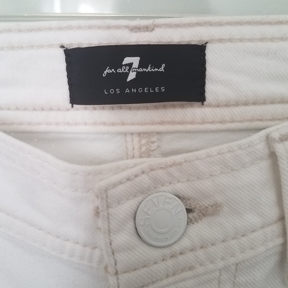 7 For All Mankind High Waisted Cropped Straight in Clean White Size 28 - Picture 8 of 13